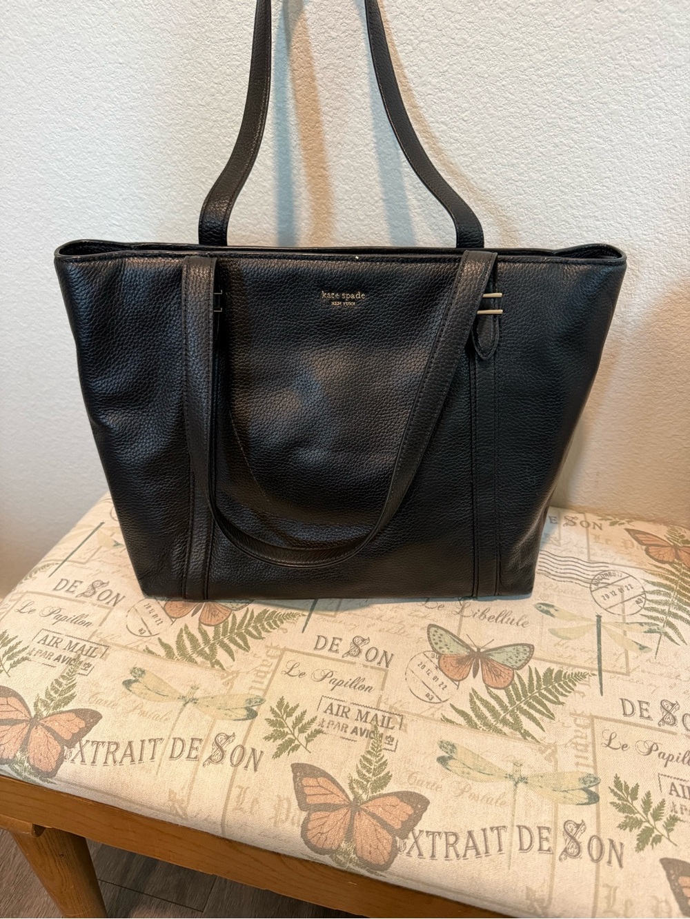kate spade Black Pebbled Leather Tote